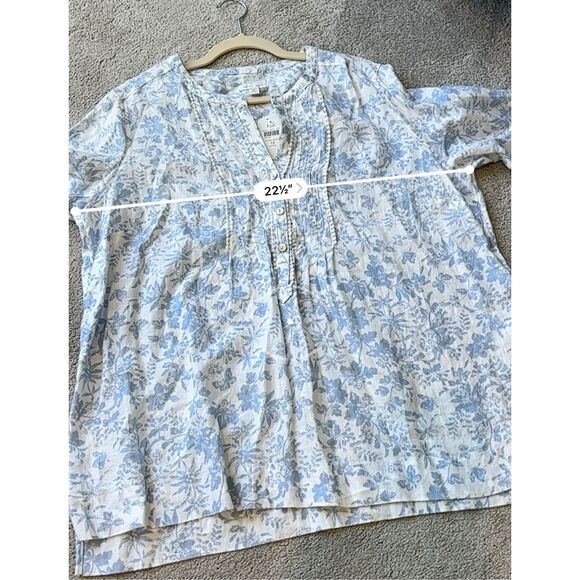 NWT J Jill Love Linen Blue Floral Long Sleeve Split Neck, 1X, $100 A17 - Picture 9 of 9